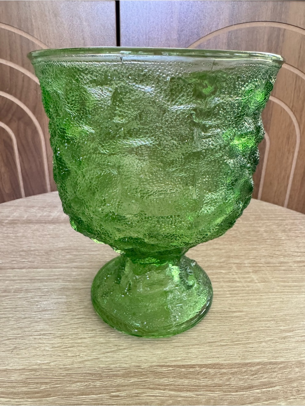 EO Brody Abocado Green Textured Glass Pedestal Compote Vase